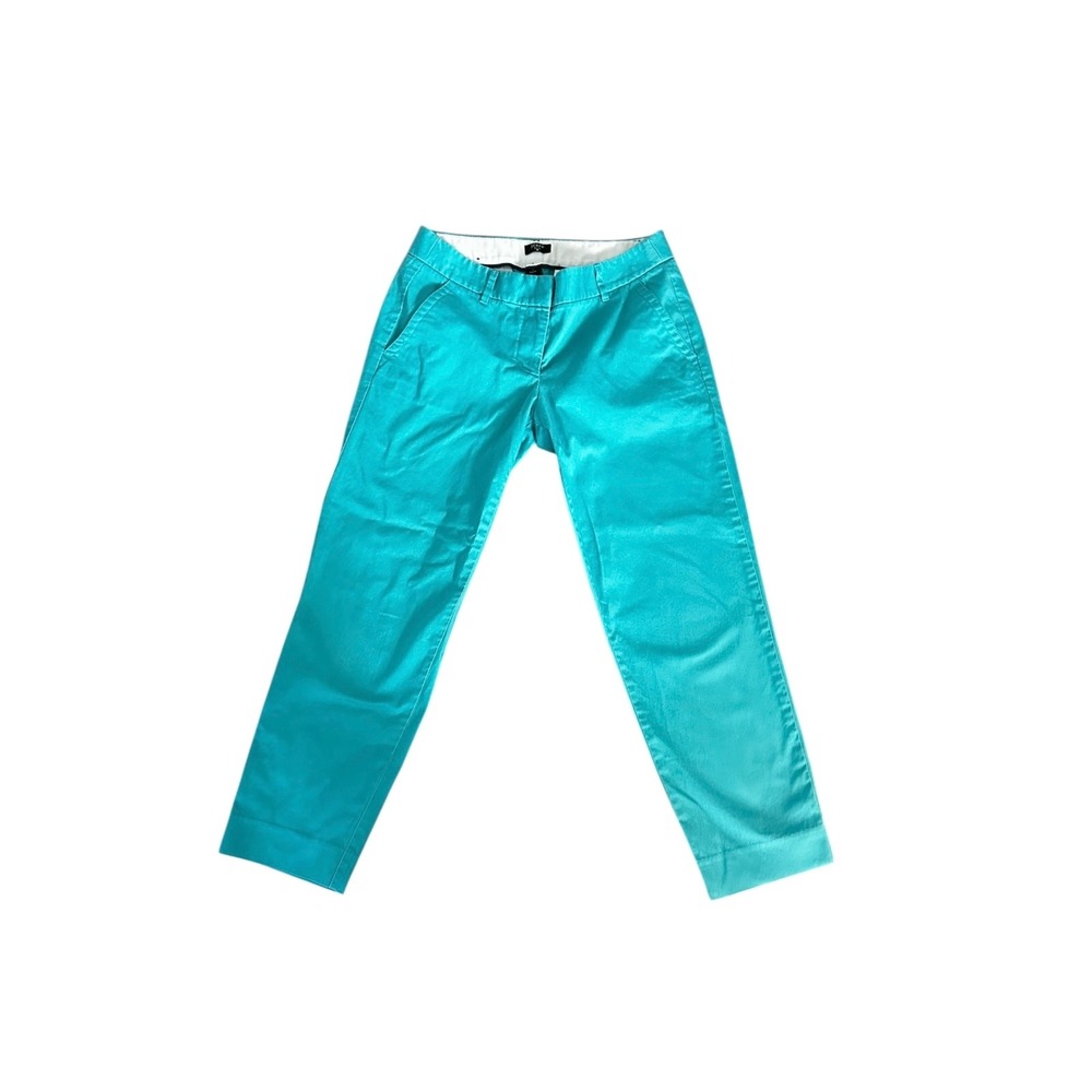 J.Crew City Fit Stretch Chinos Cropped Pants Teal Blue Size 2‎